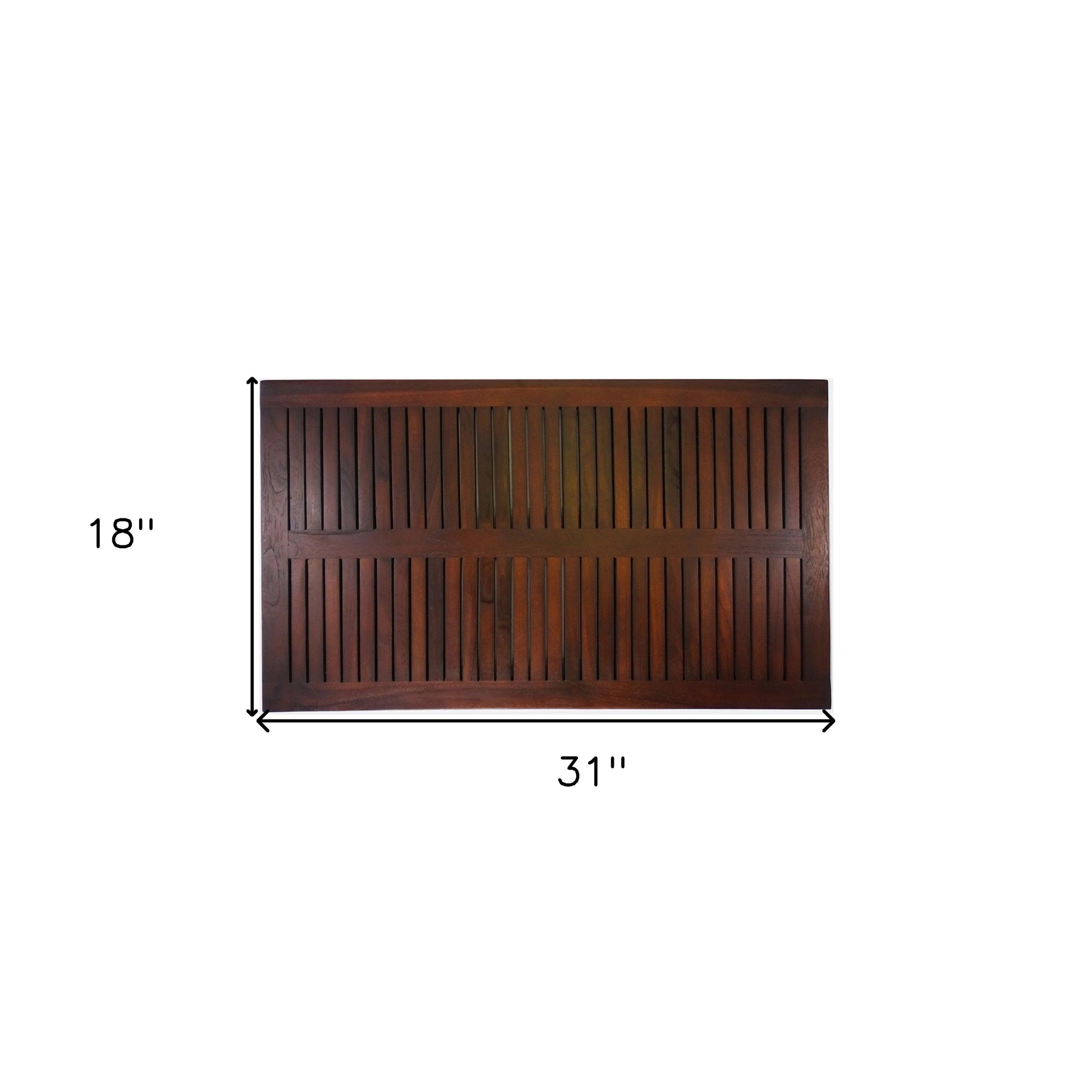 31" Dark Brown Teak Slat Non Slip Bath Mat-6