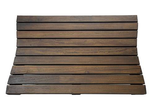 23" Dark Brown Teak Slat Non Slip Bath Mat-0