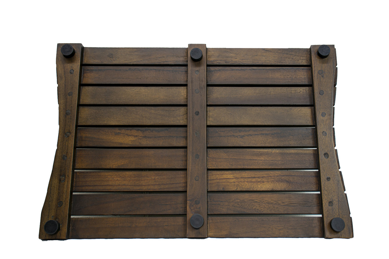 23" Dark Brown Teak Slat Non Slip Bath Mat-3