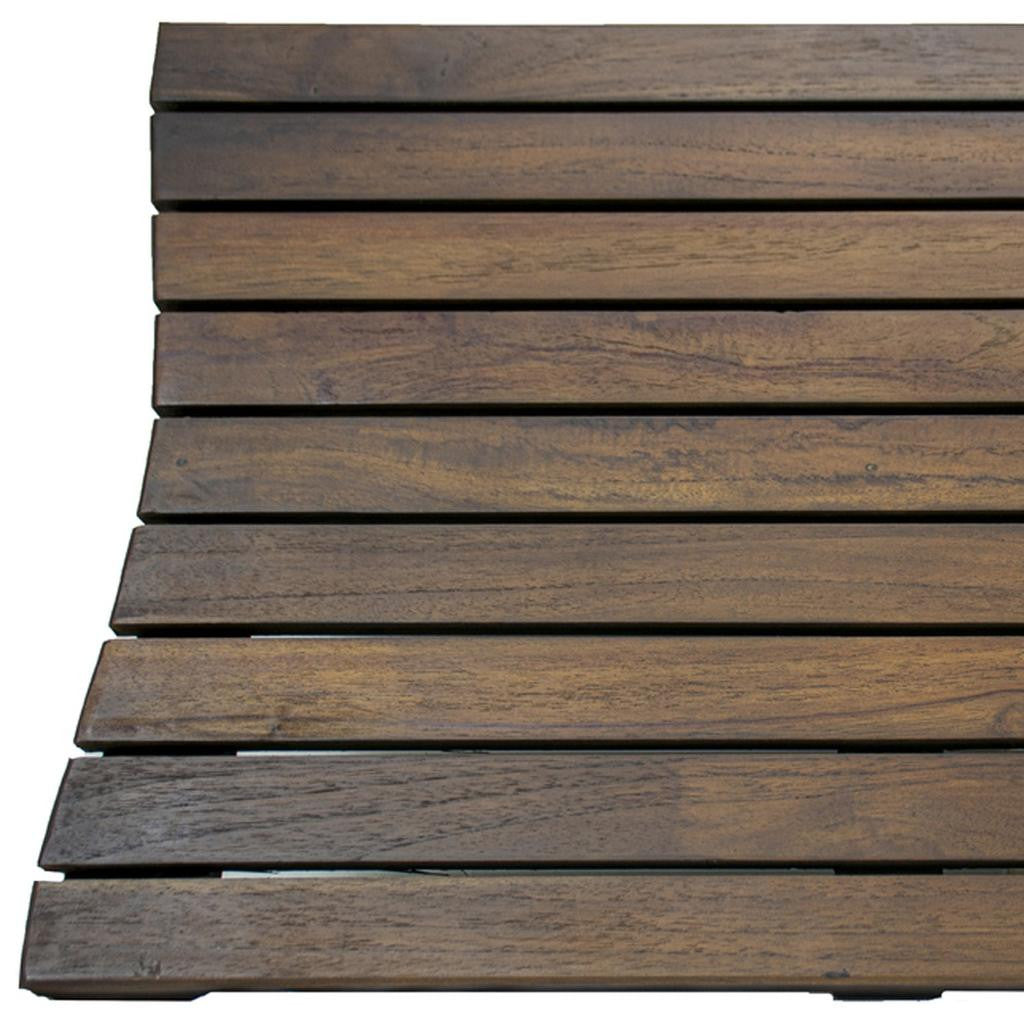 23" Dark Brown Teak Slat Non Slip Bath Mat-5