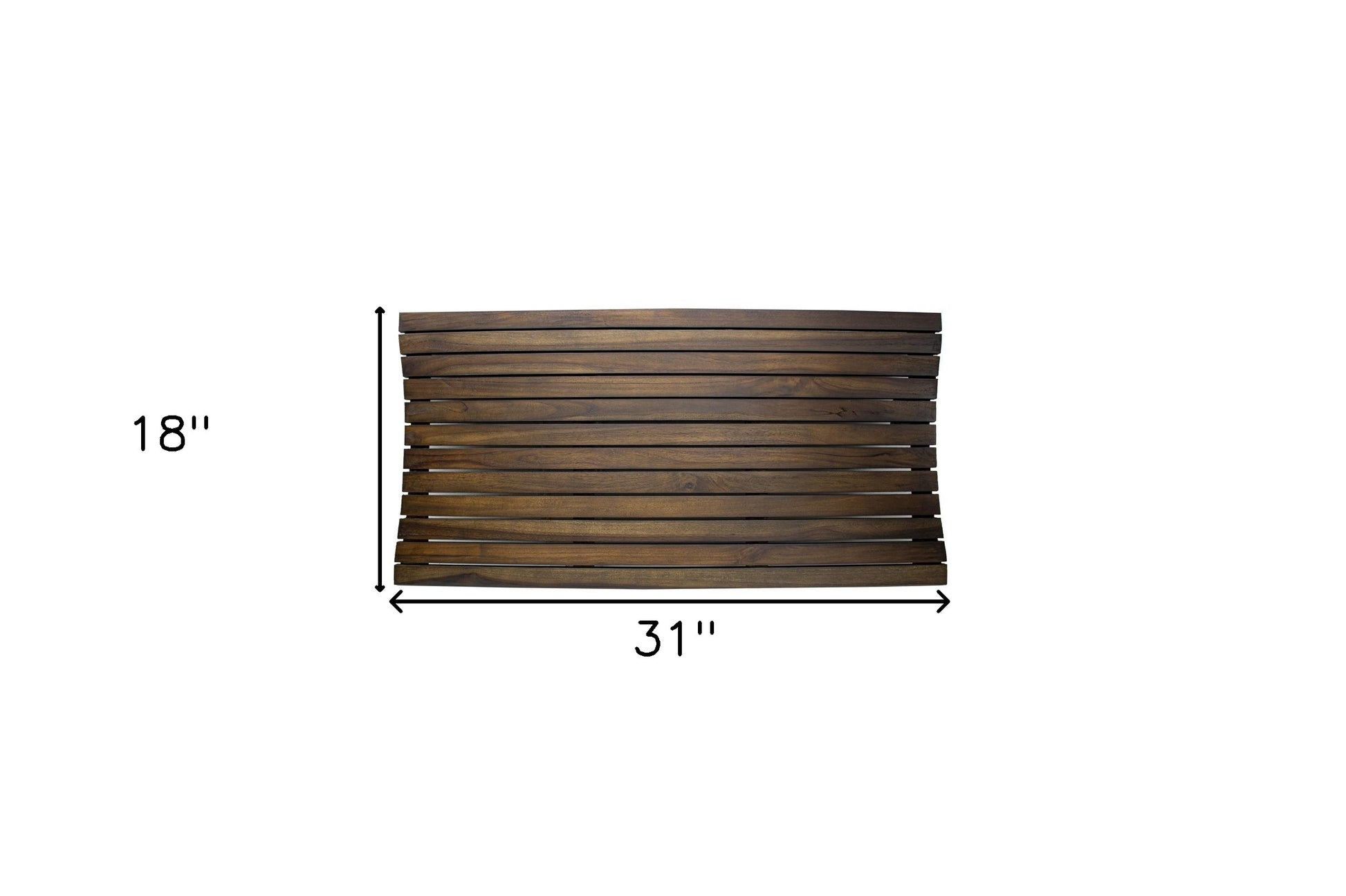 31" Dark Brown Teak Slat Non Slip Bath Mat-5