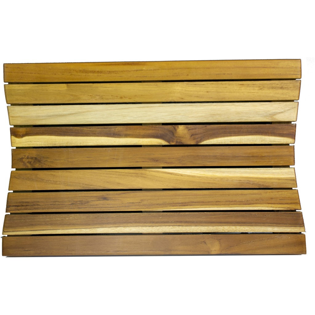 23" Brown Teak Slat Non Slip Bath Mat-2