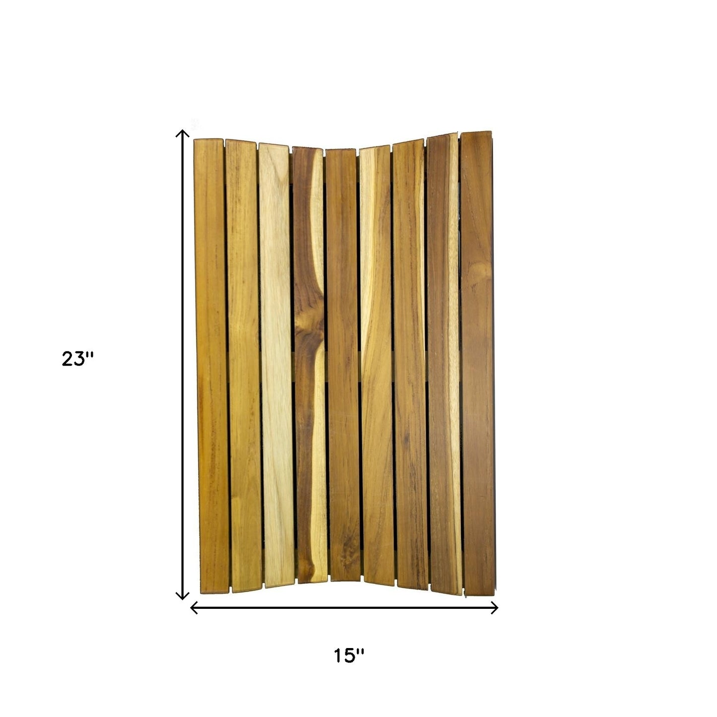 23" Brown Teak Slat Non Slip Bath Mat-4