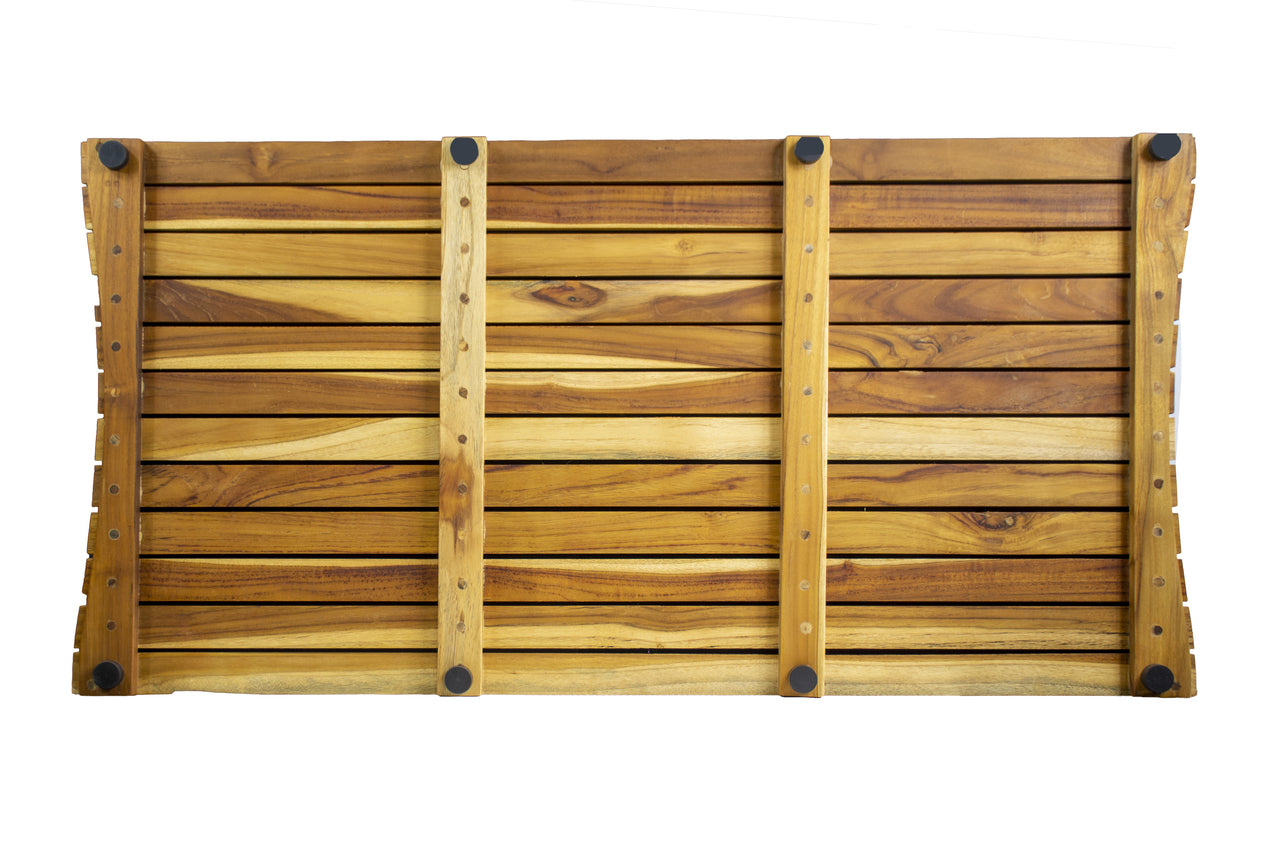 40" Brown Teak Slat Non Slip Bath Mat-3