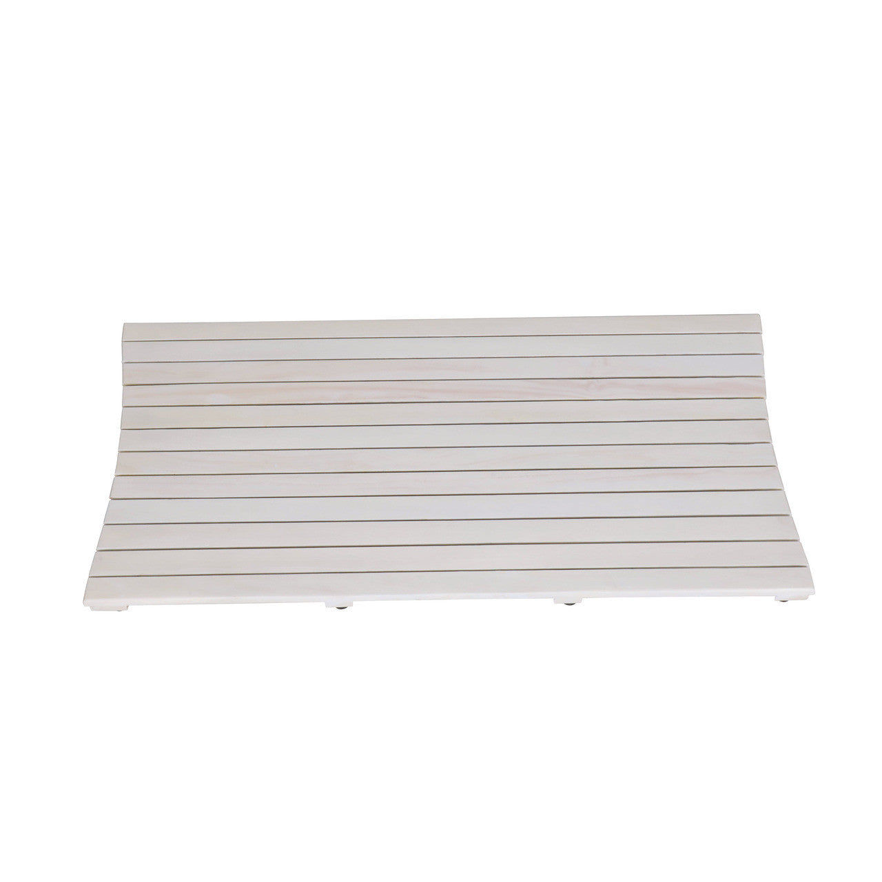 40" White Teak Slat Non Slip Bath Mat-7