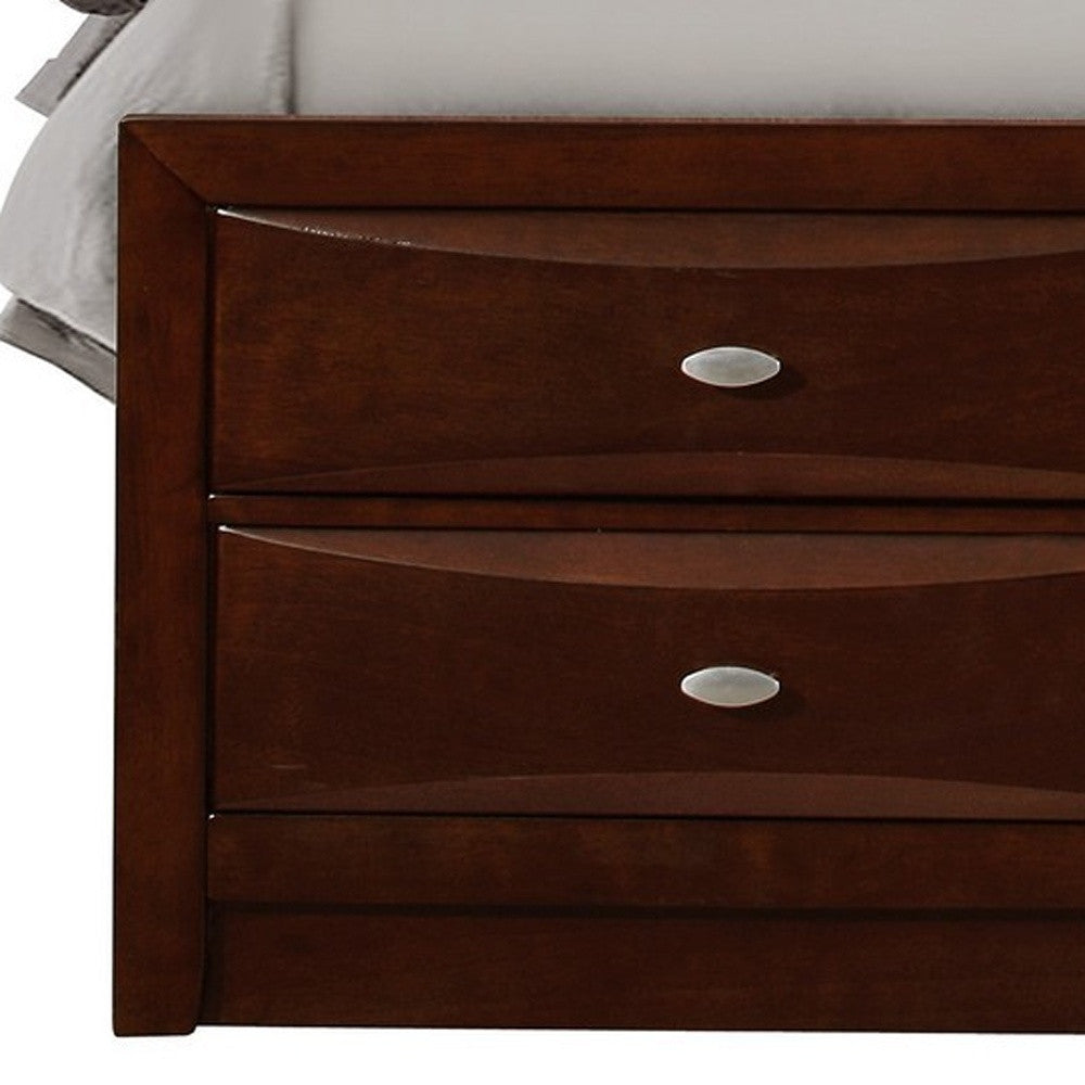 Merlot Solid Wood Queen Bed Frame With Eight Drawers-3