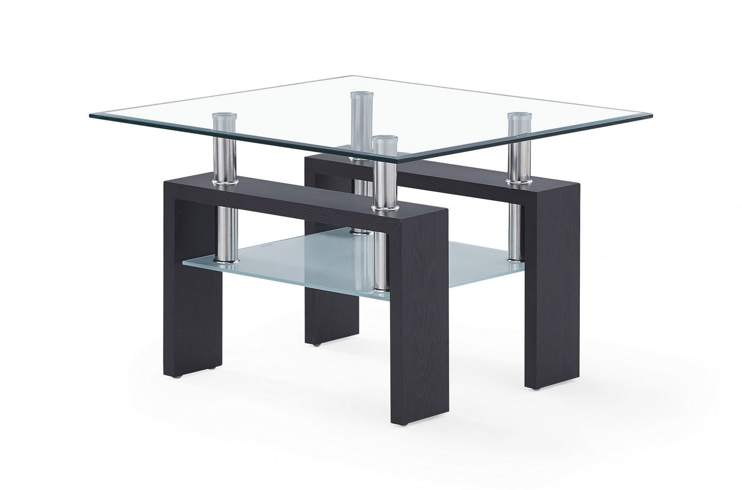 18" Dark Walnut And Clear Glass End Table-2