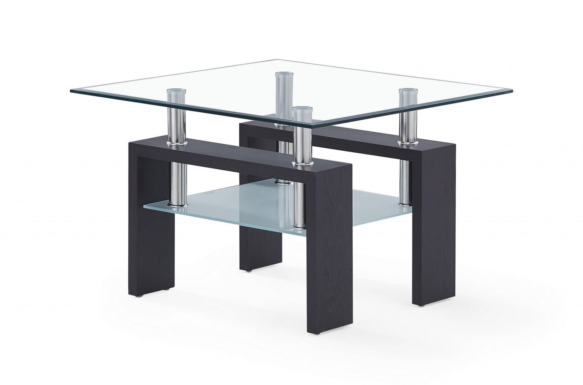 18" Dark Walnut And Clear Glass End Table-2