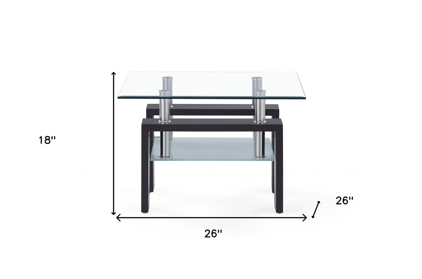 18" Dark Walnut And Clear Glass End Table-5