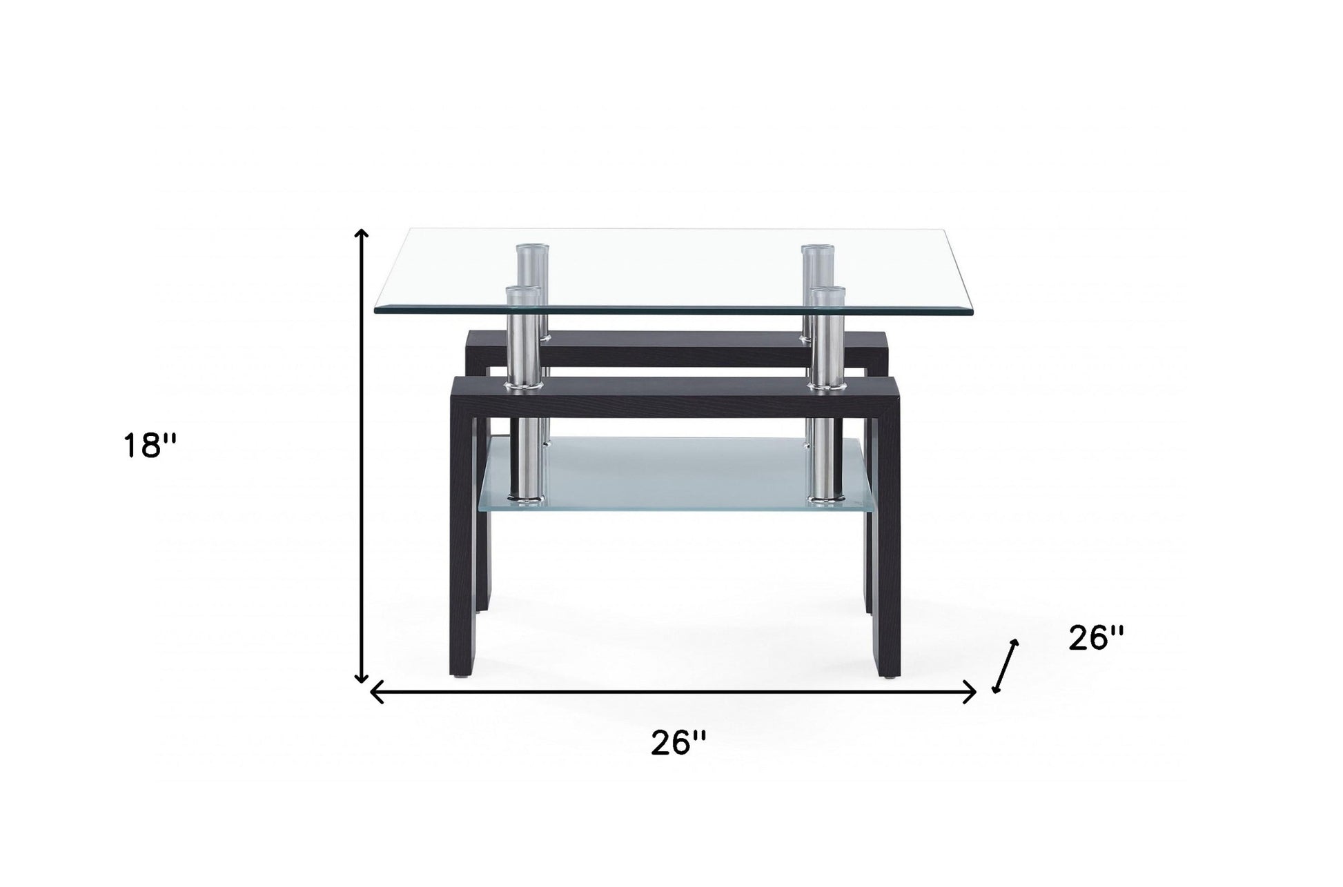 18" Dark Walnut And Clear Glass End Table-5