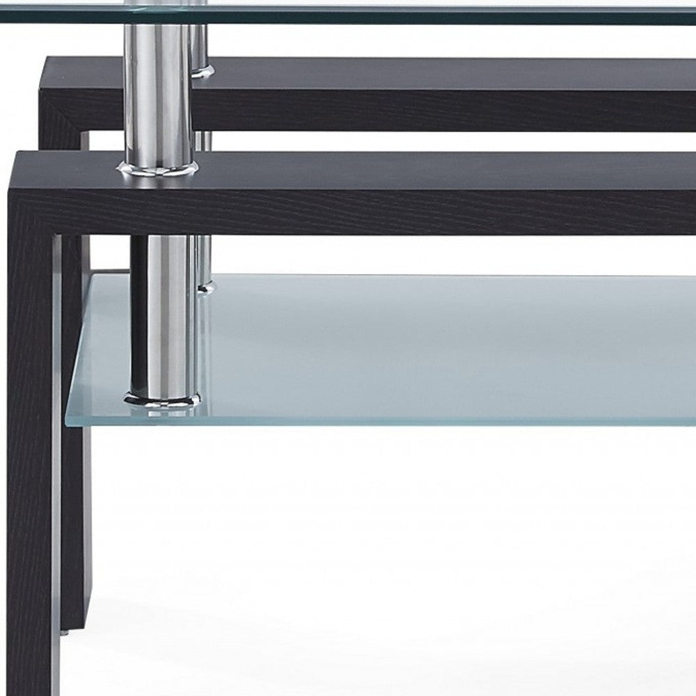18" Dark Walnut And Clear Glass End Table-3
