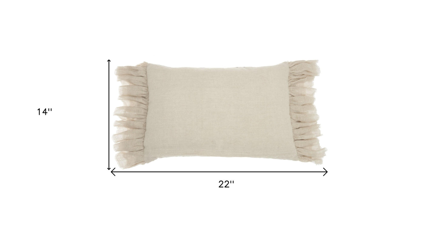 14" X 22" Steel Blue Pillow With Tassels Edges-8