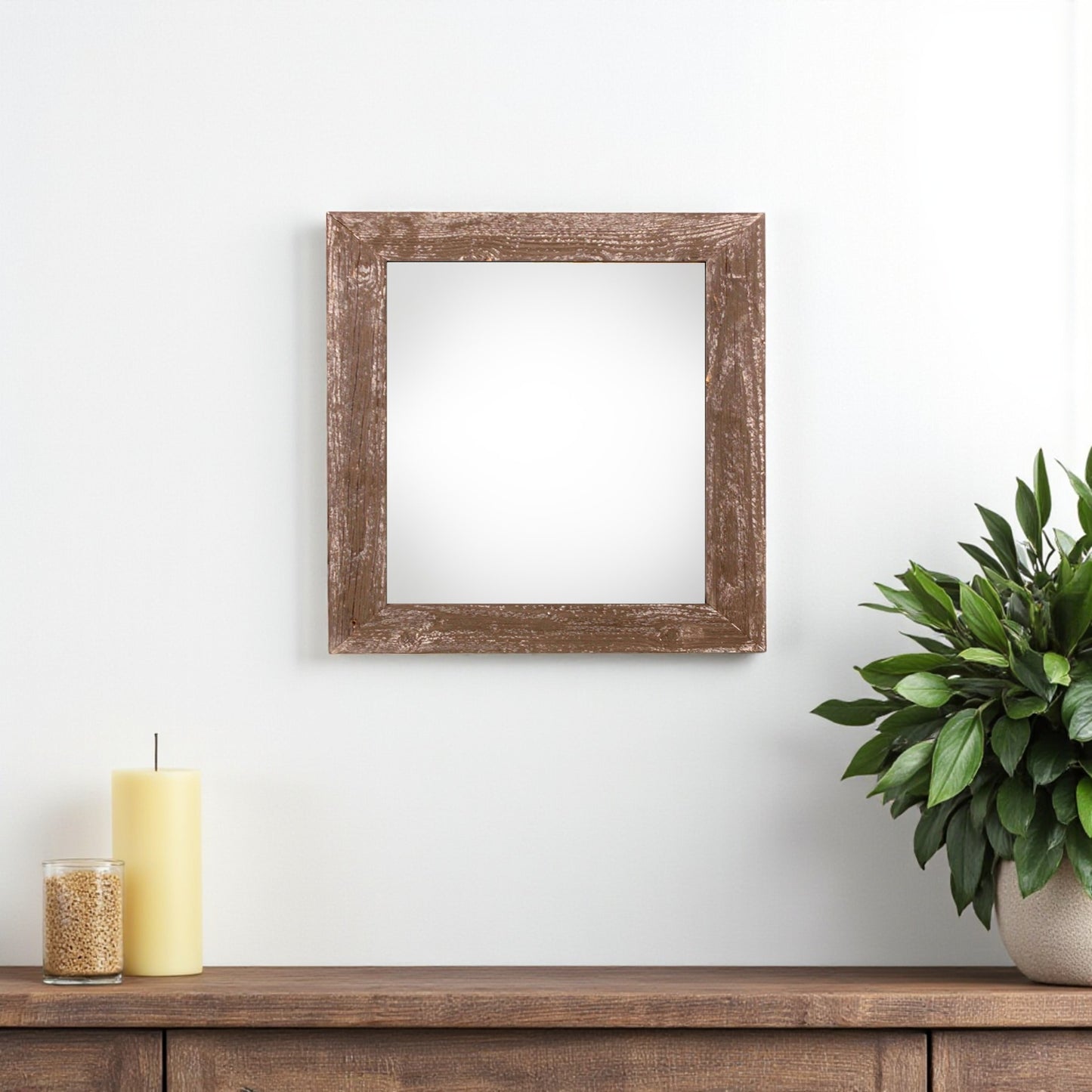 10" x 10" Brown Solid Wood Hanging Picture Frame-1