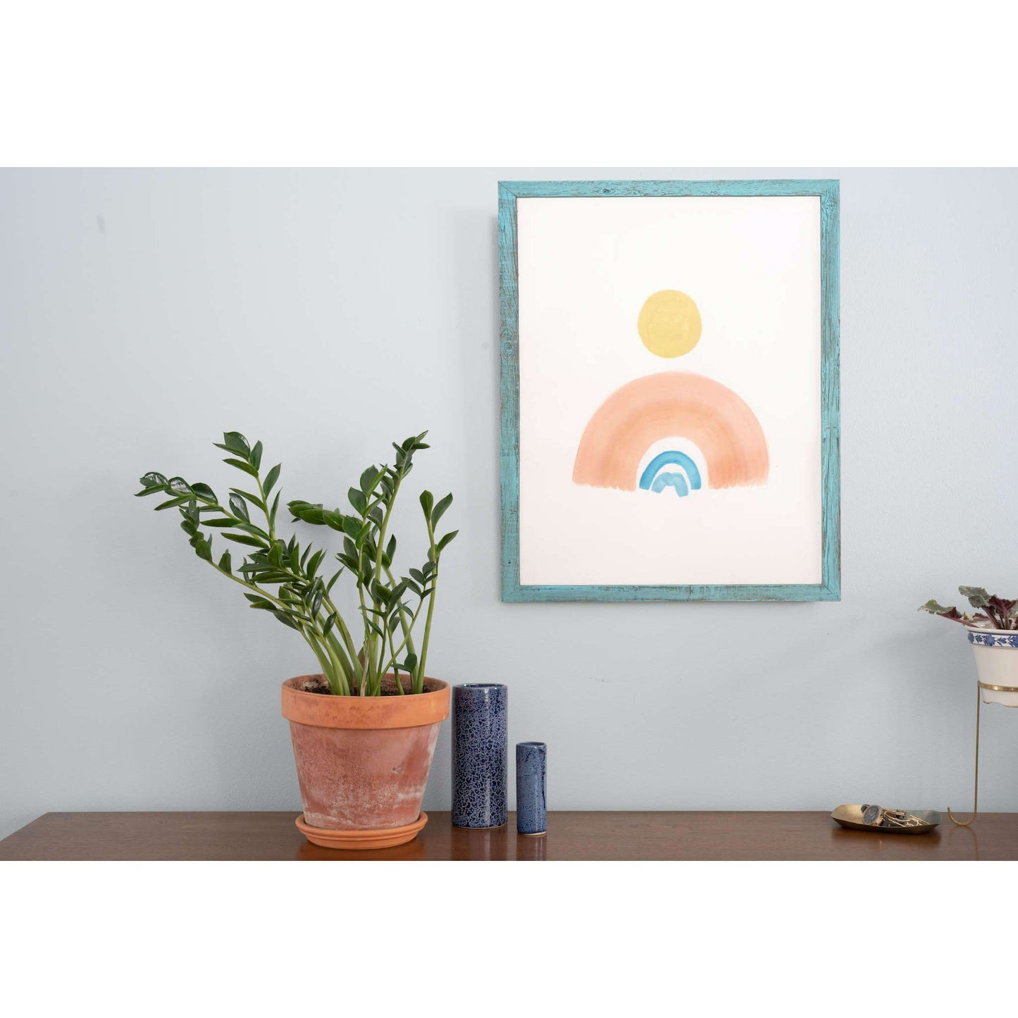 12" x 16" Light Blue Distressed Solid Wood Hanging Picture Frame-4