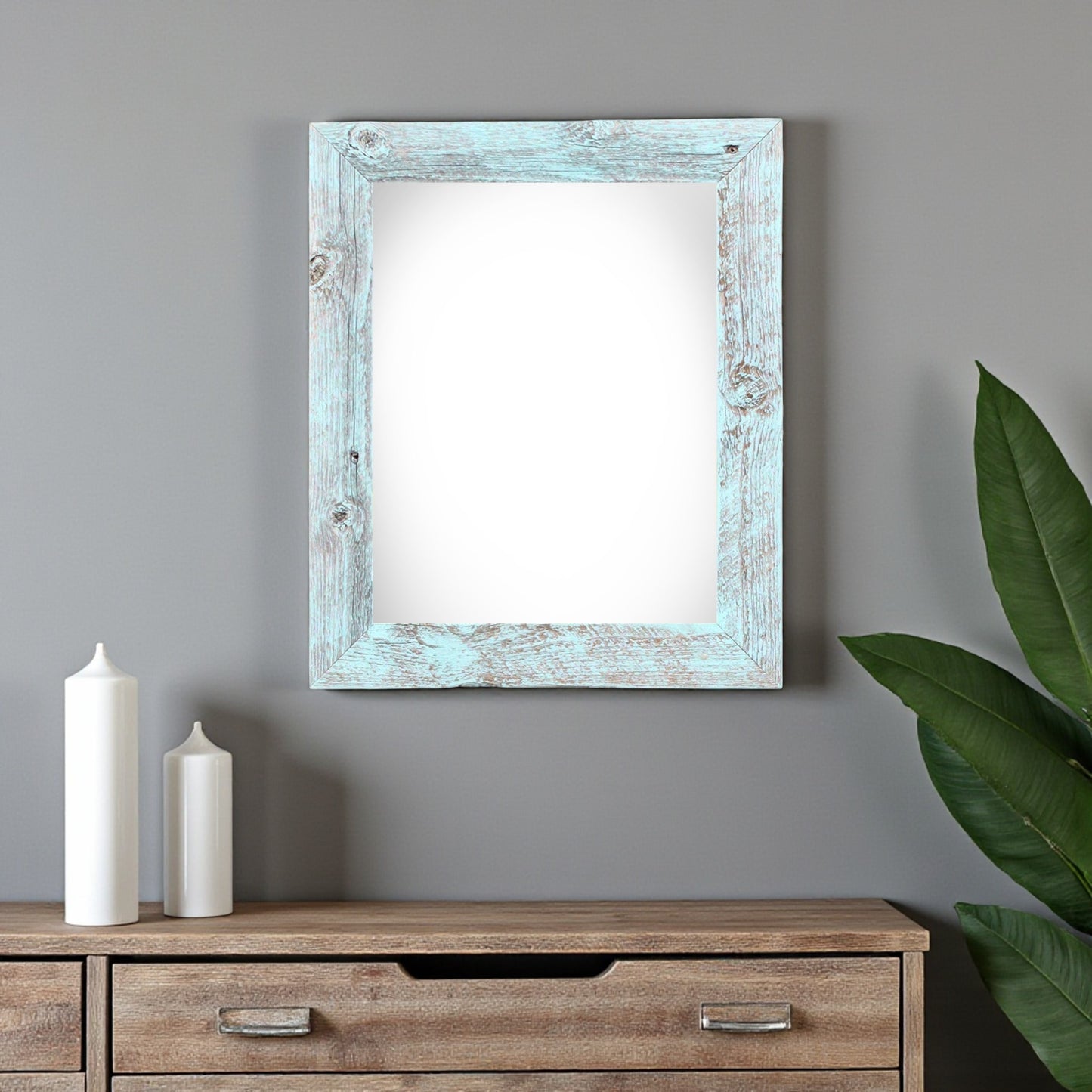 12" x 16" Light Blue Distressed Solid Wood Hanging Picture Frame-1