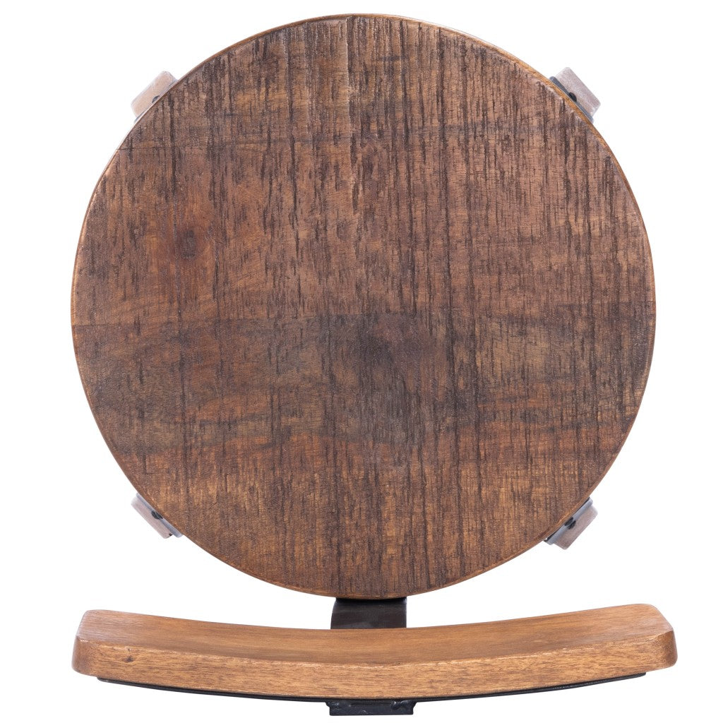 28" Brown and Natural Solid Wood and Iron Bar Chair-7