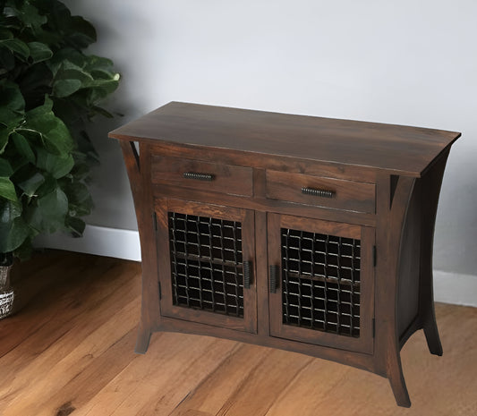 44" Dark Brown Solid Wood Frame Standard Accent Chest With Two Drawers-0