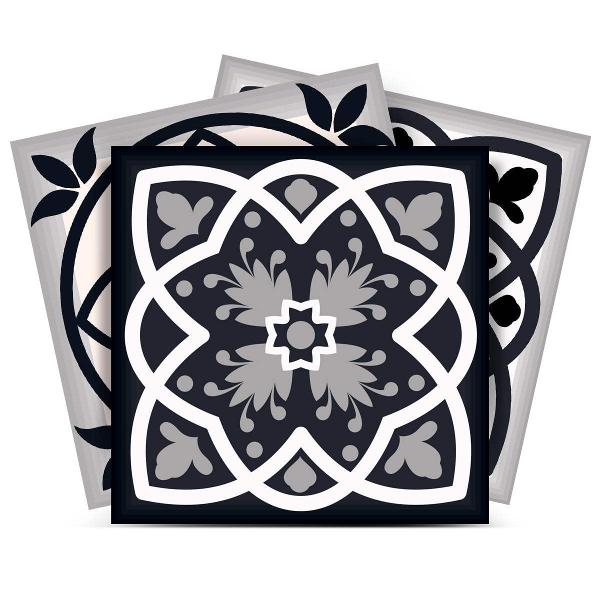 5" X 5" Black White And Tan Peel And Stick Removable Tiles-0