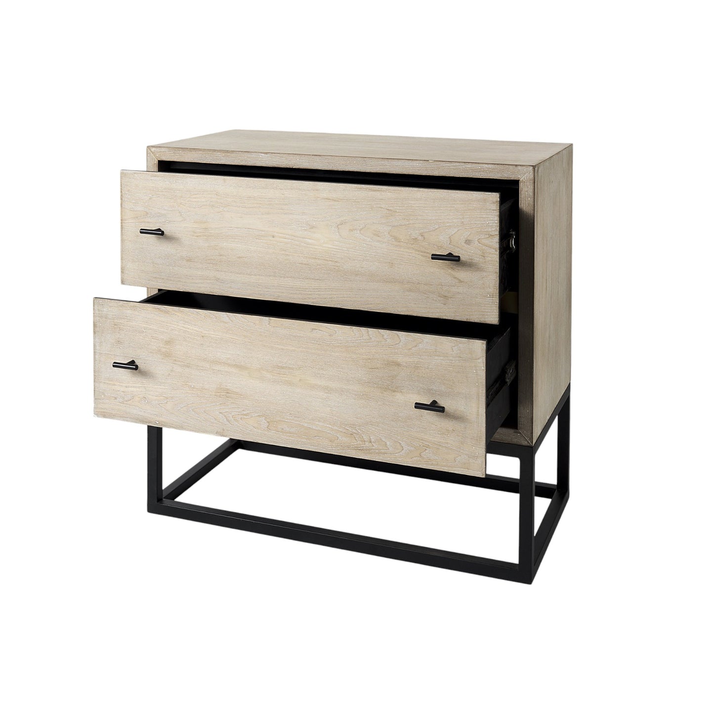 32" Natural Solid Wood Two Drawer Sideboard-5