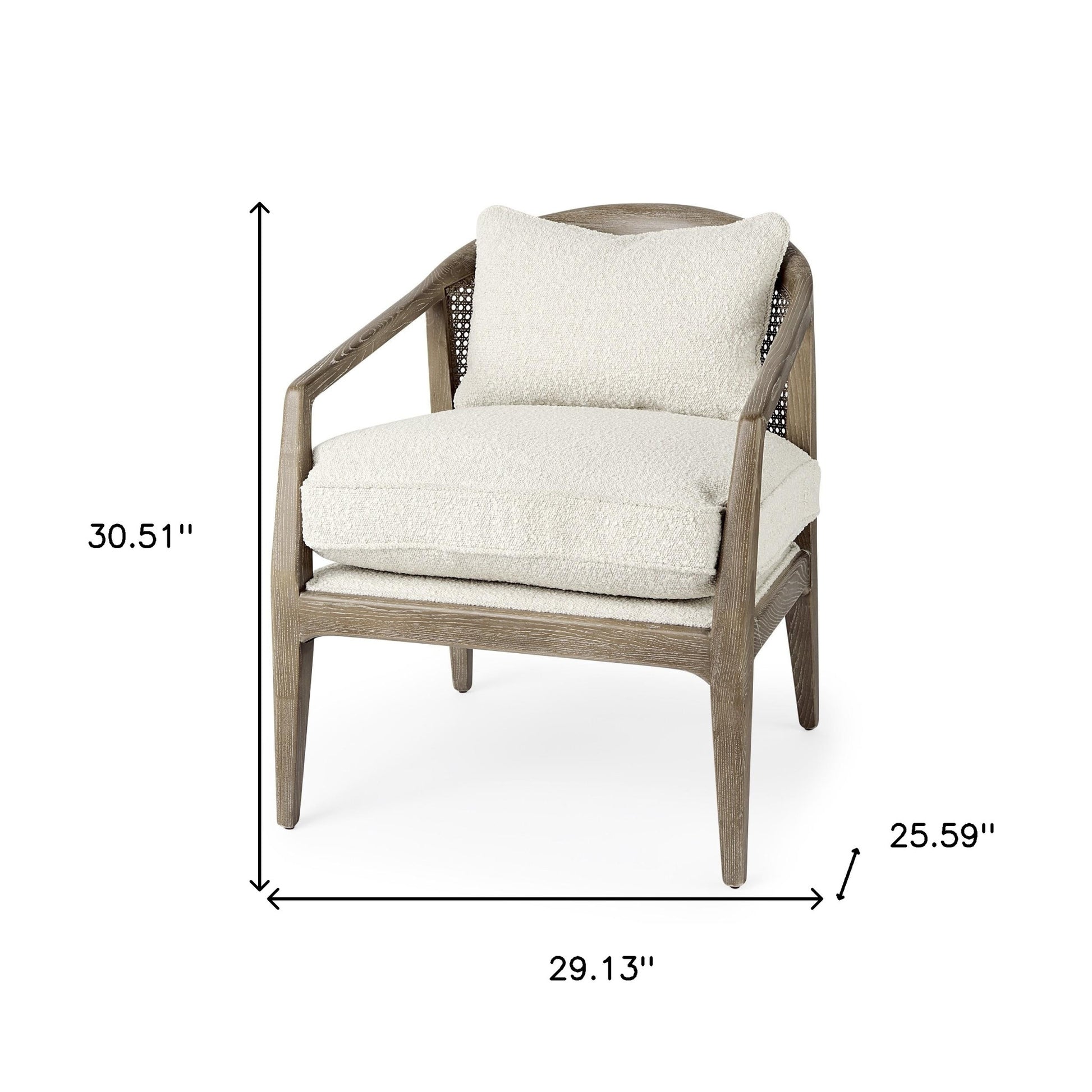 29" Cream and Brown Boucle Arm Chair-8