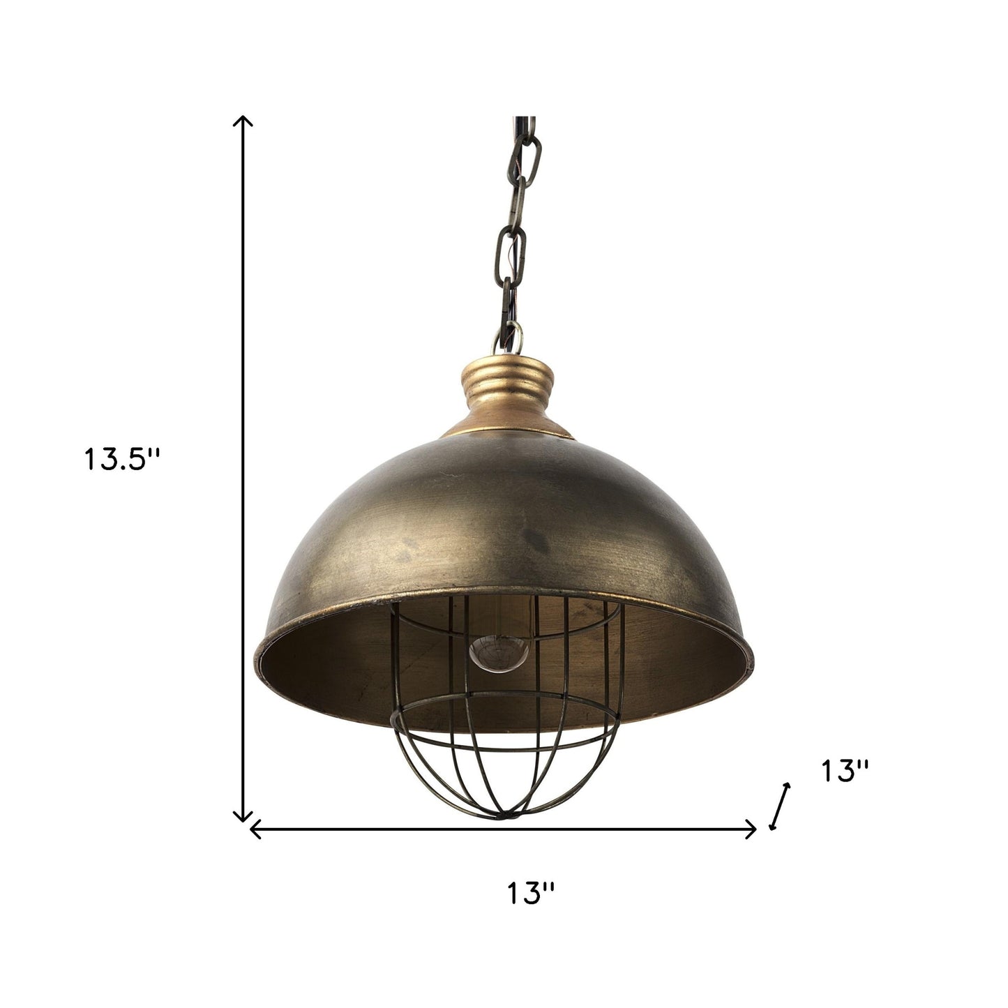 Distressed Bronze Metal Dome Hanging Light-7