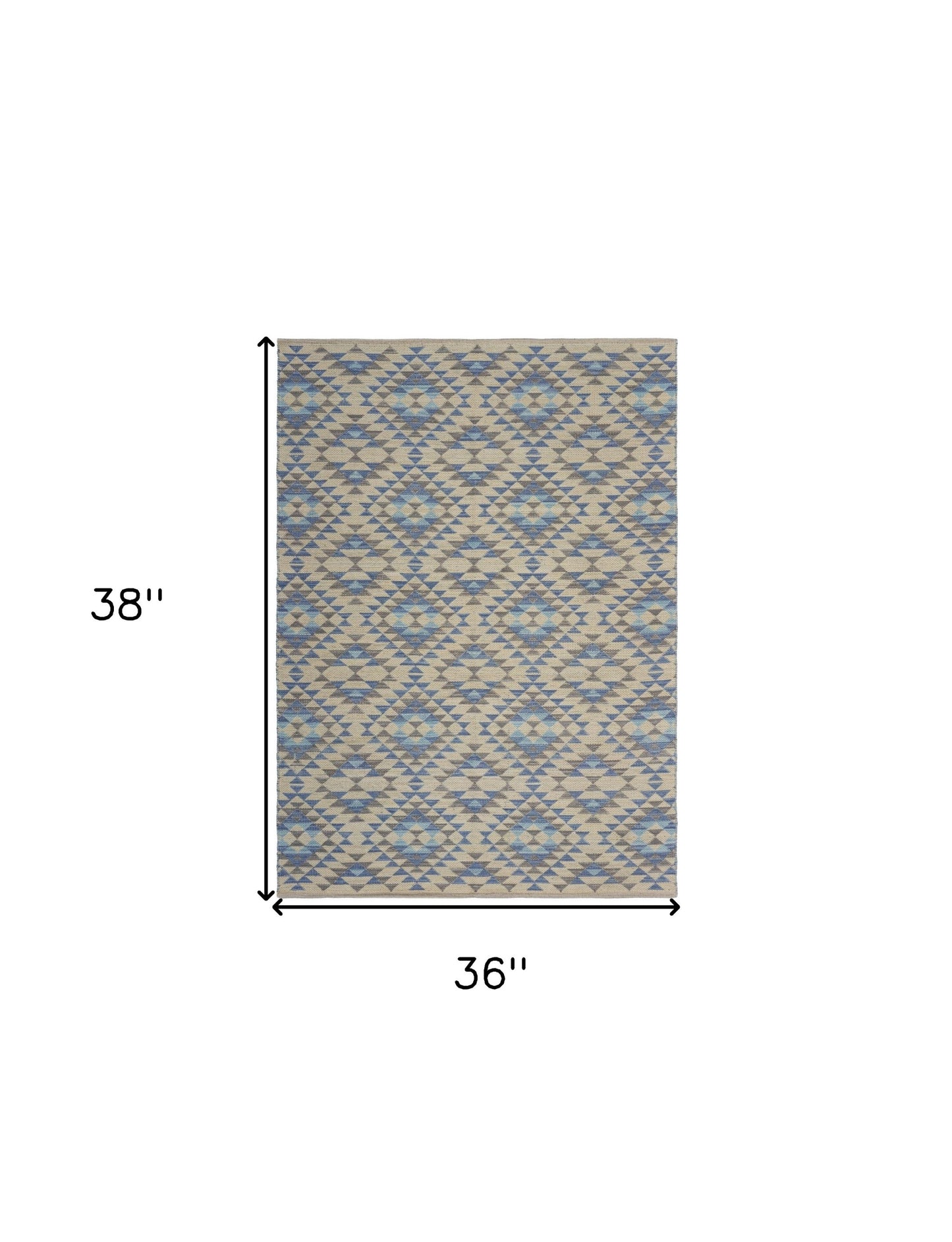3' x 5' Blue Decorative Lattice Area Rug-2