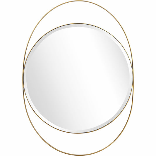 39" Gold Oval Metal Framed Accent Mirror-0