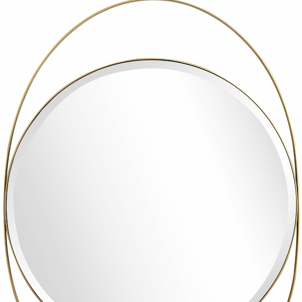 39" Gold Oval Metal Framed Accent Mirror-4