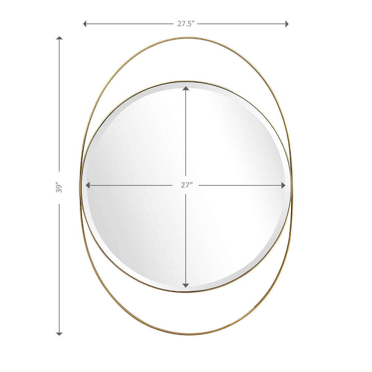 39" Gold Oval Metal Framed Accent Mirror-5