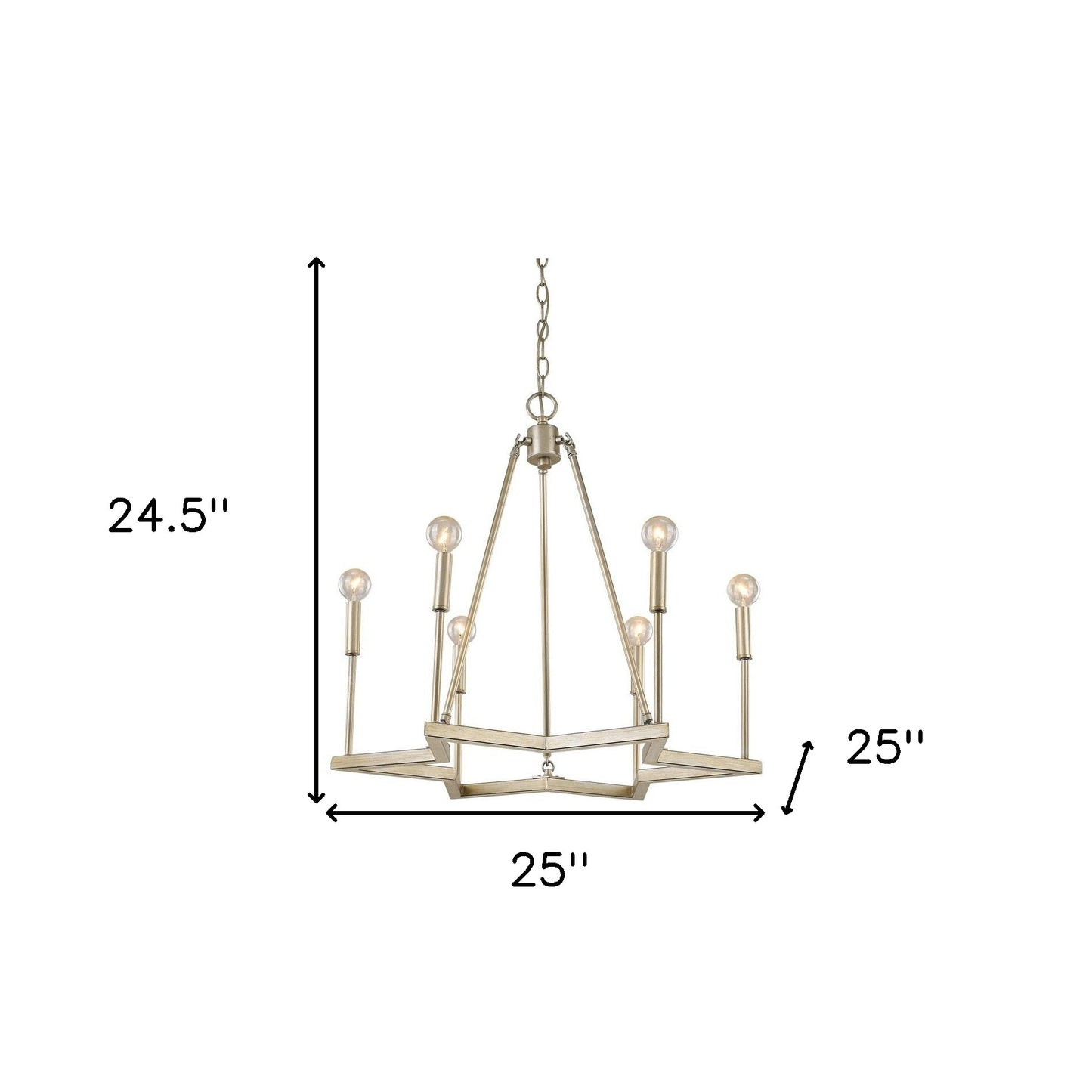 Gold Candle Style Six Light Metal Dimmable Chandelier-4