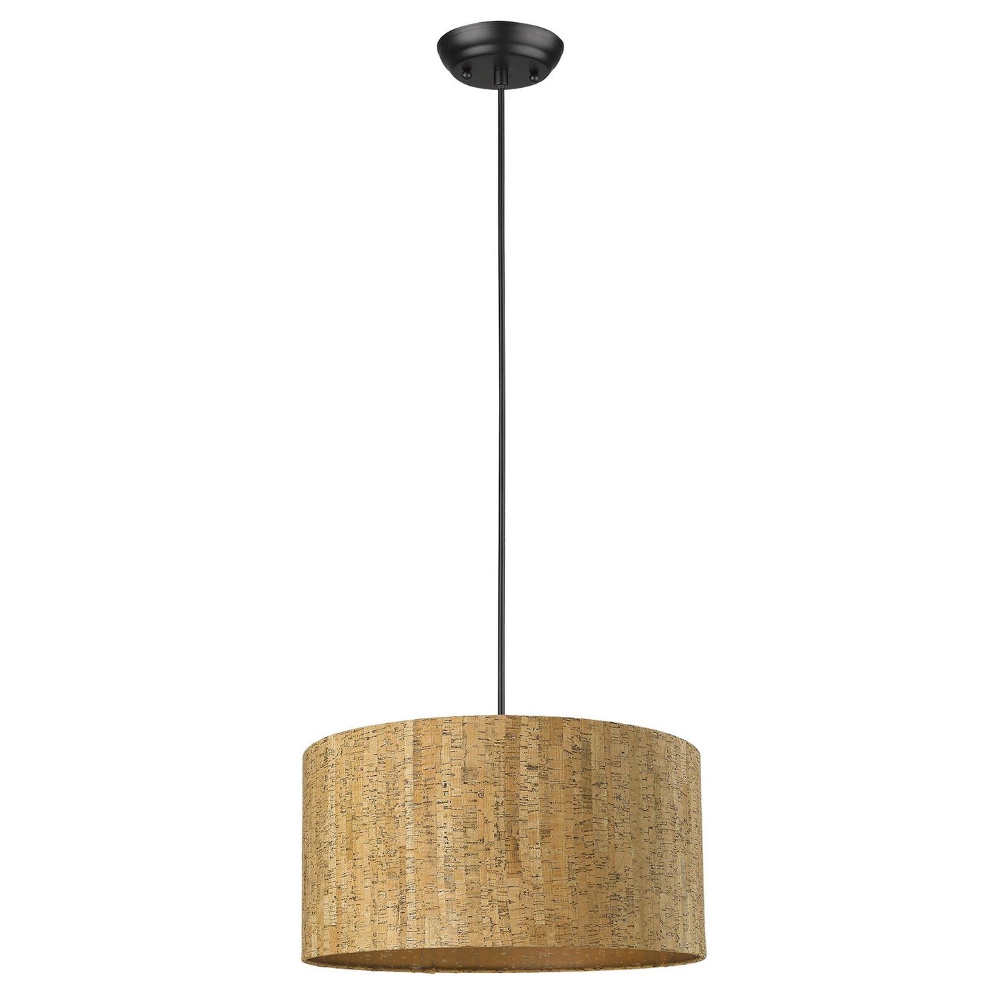 Matte Black Cork Shade Modern One Light Hanging Pendent Lamp-0