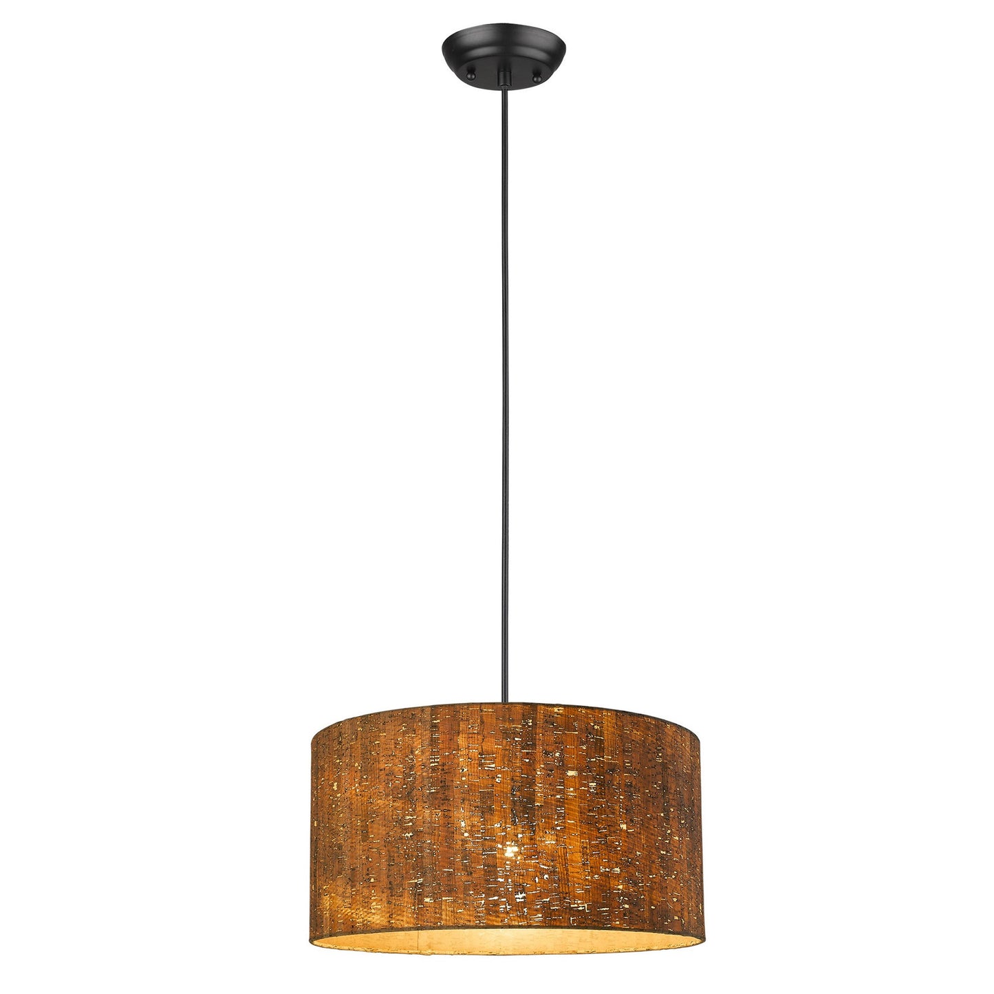 Matte Black Cork Shade Modern One Light Hanging Pendent Lamp-2