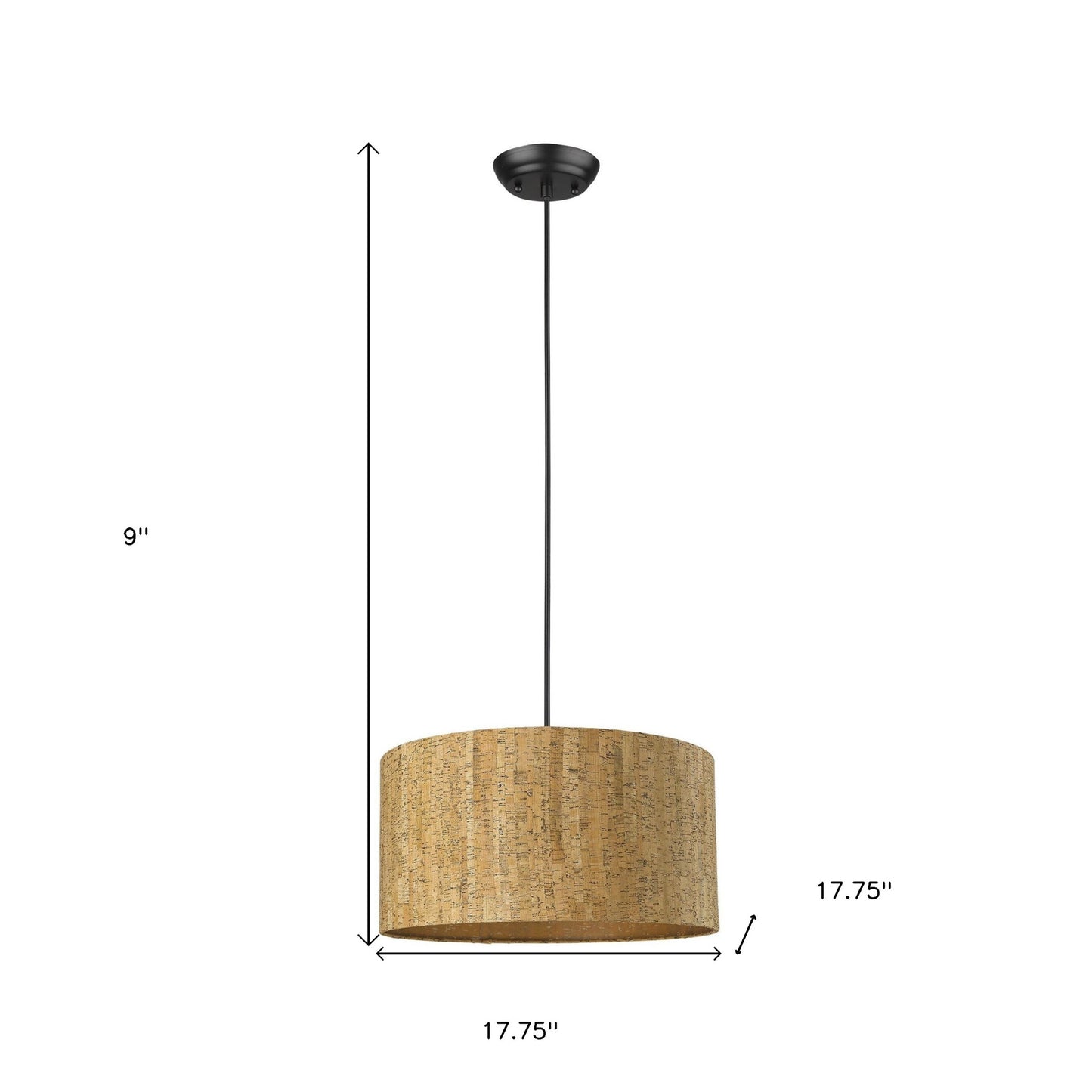 Matte Black Cork Shade Modern One Light Hanging Pendent Lamp-6