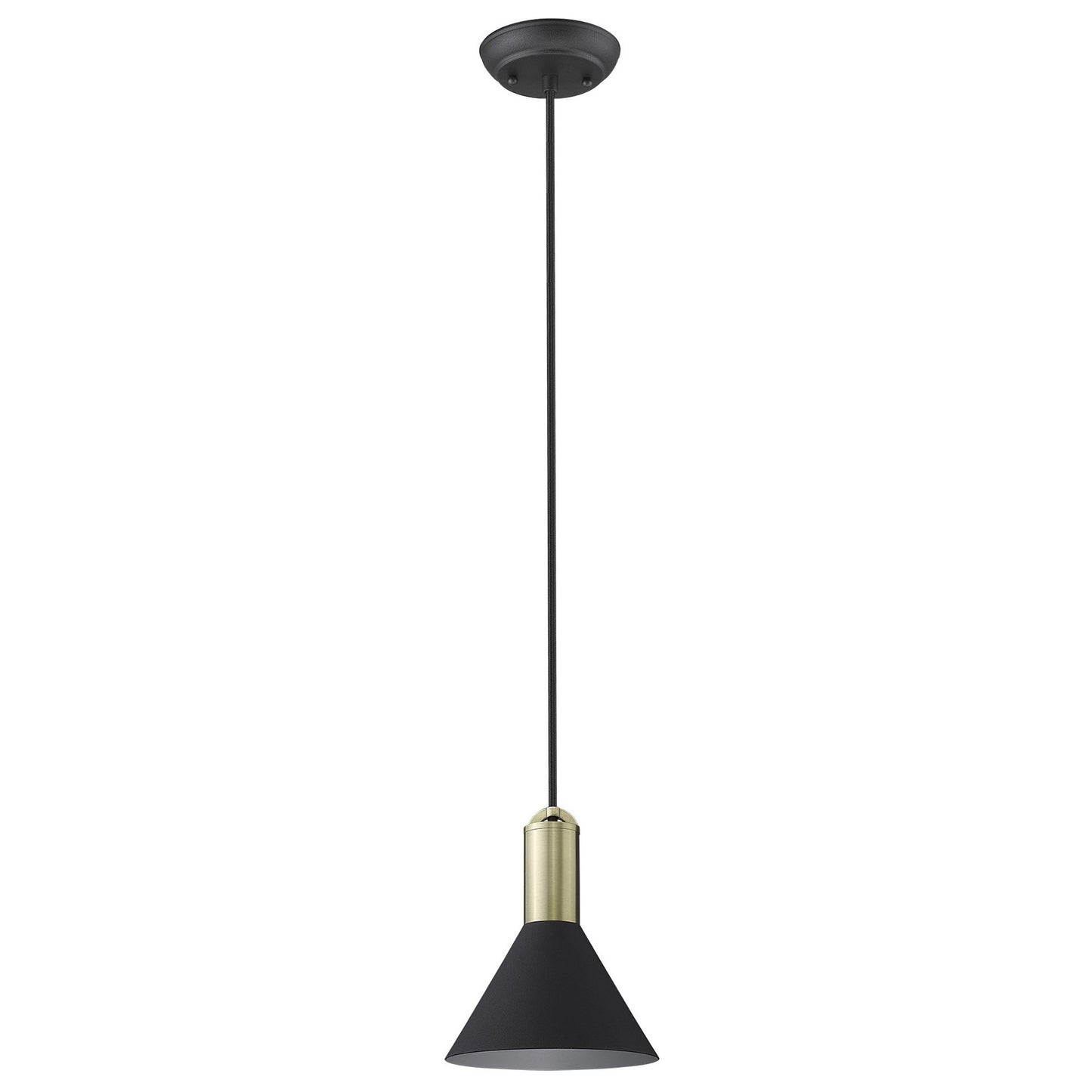 Matte Black and Gold Conical Pendant Hanging Light-0