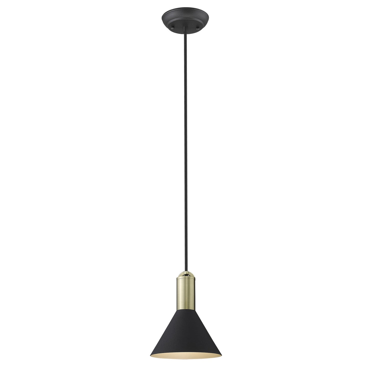 Matte Black and Gold Conical Pendant Hanging Light-1