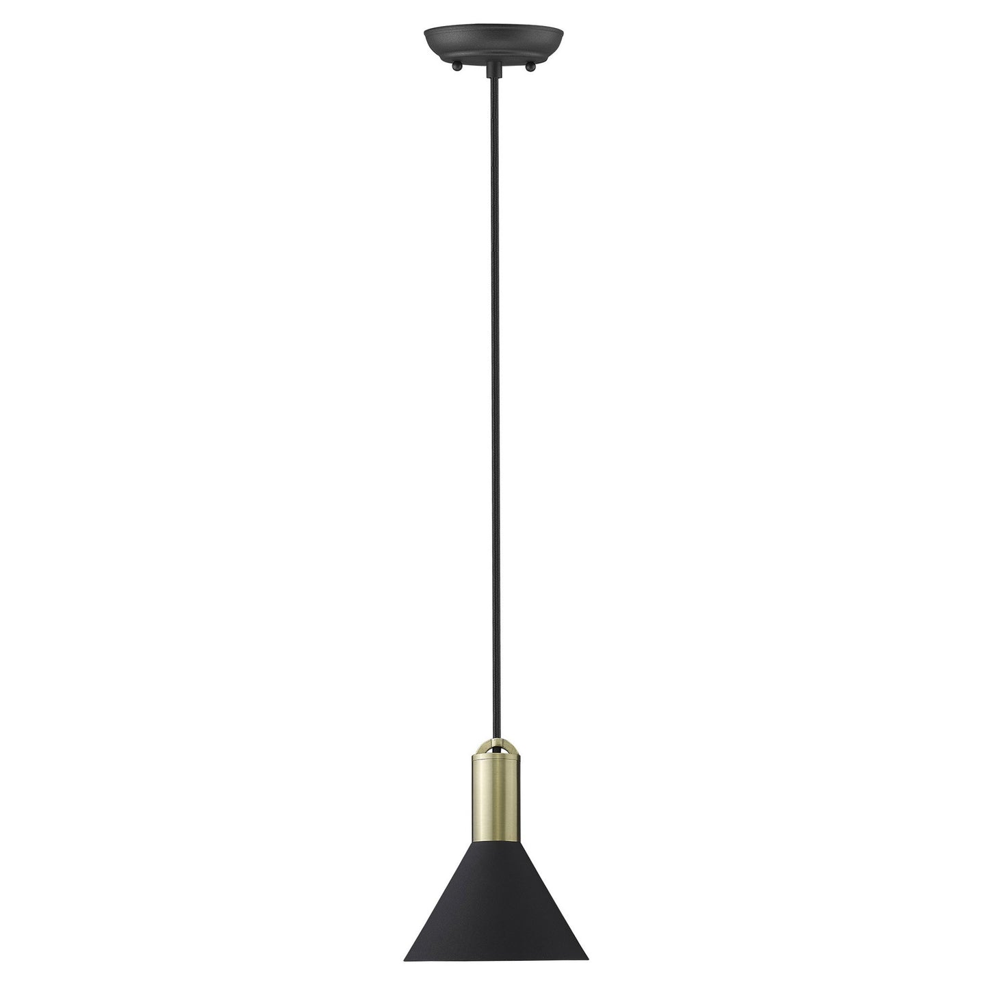 Matte Black and Gold Conical Pendant Hanging Light-2