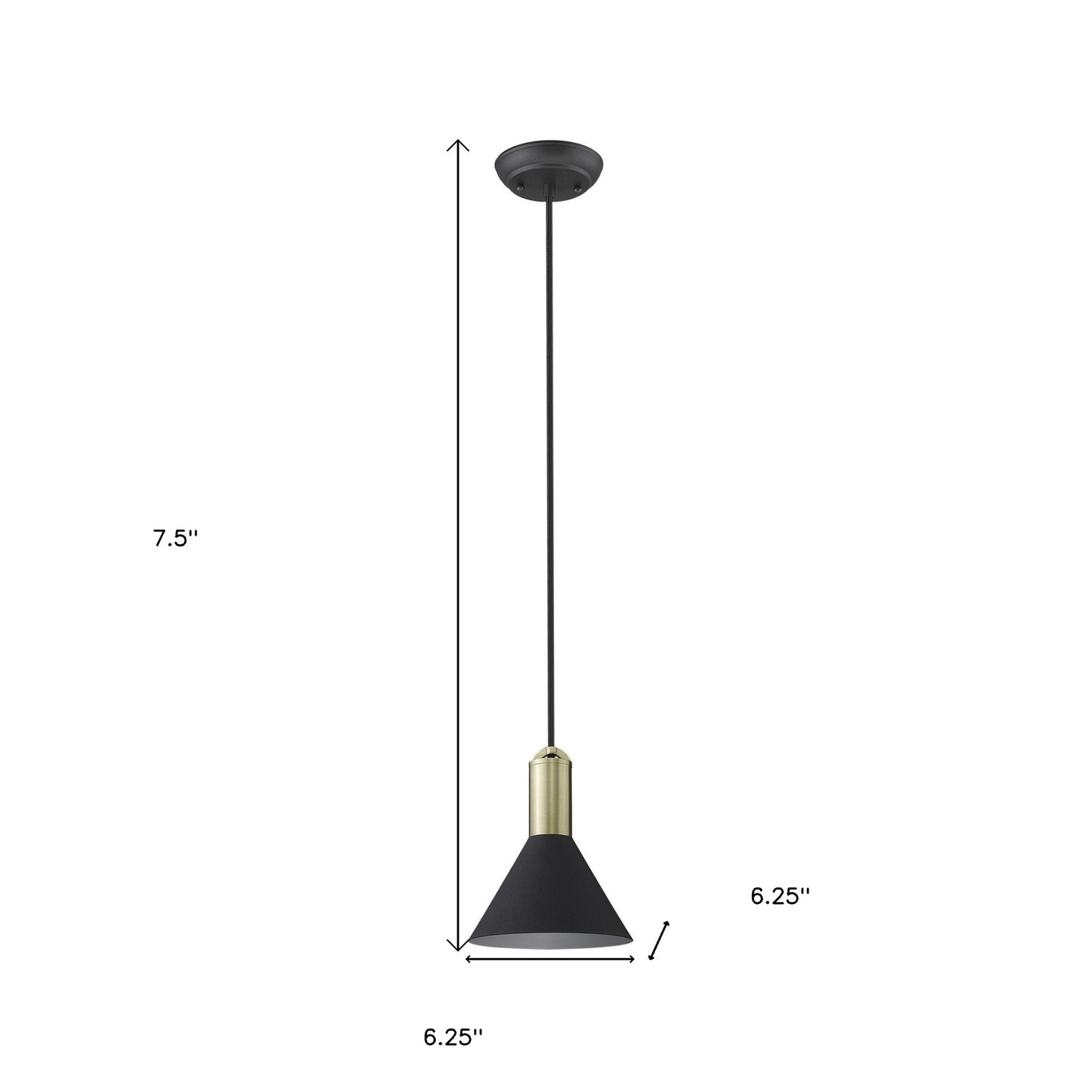 Matte Black and Gold Conical Pendant Hanging Light-4