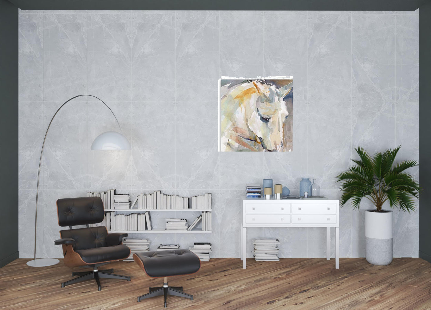 40" x 40" Abstract Watercolor Horse Canvas Wall Art-2