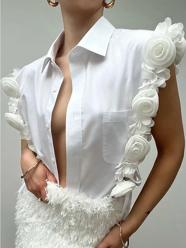 3D Flower Splicing Shirt, MoMA | Women - BYMANYC ® New York-0
