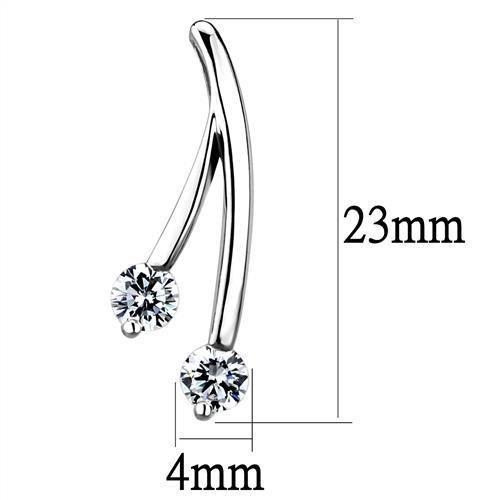 3W1356 - Rhodium Brass Earrings with AAA Grade CZ  in Clear-1