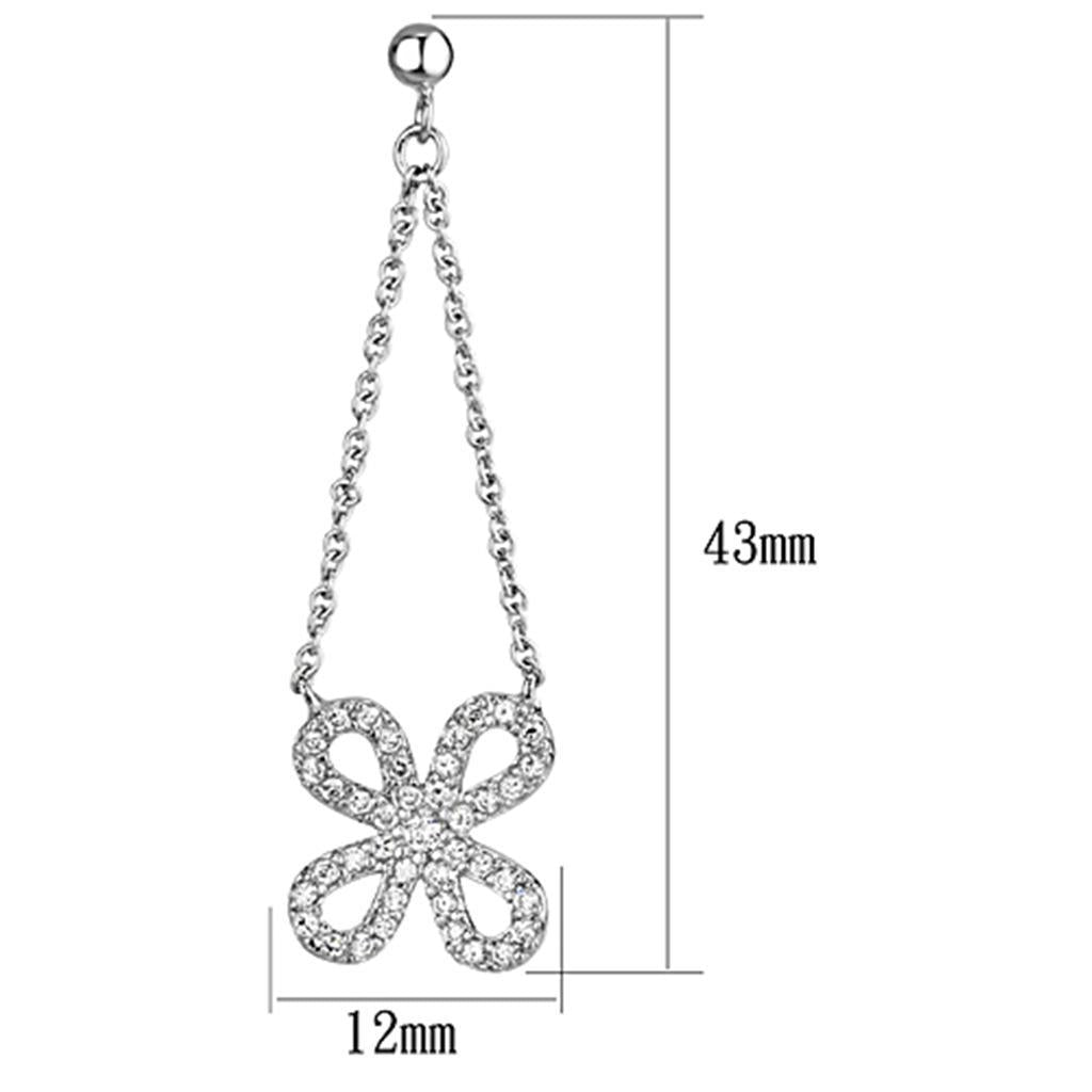 3W354 - Rhodium Brass Earrings with AAA Grade CZ  in Clear-1