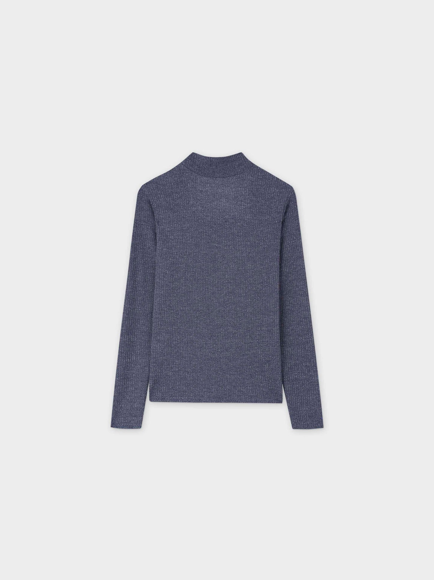 Textured Stretch Turtleneck-Blue-2