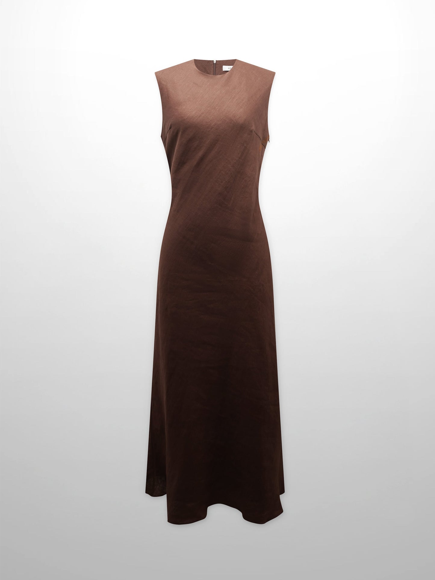 Linen A-Line Slip Dress-Brown-1