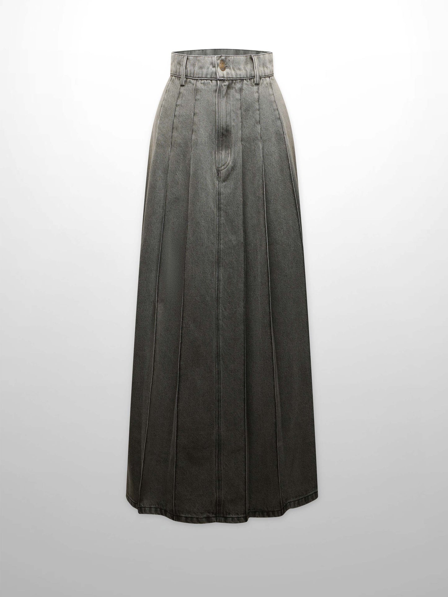 Stitched Pleated Skirt-Grey-1