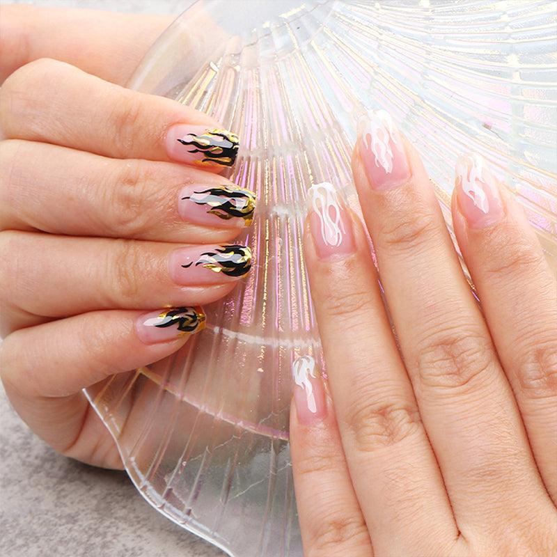3D Flame Nail Stickers Fire Design Manicure Decals Self Adhesive Nail Art Sheet-4