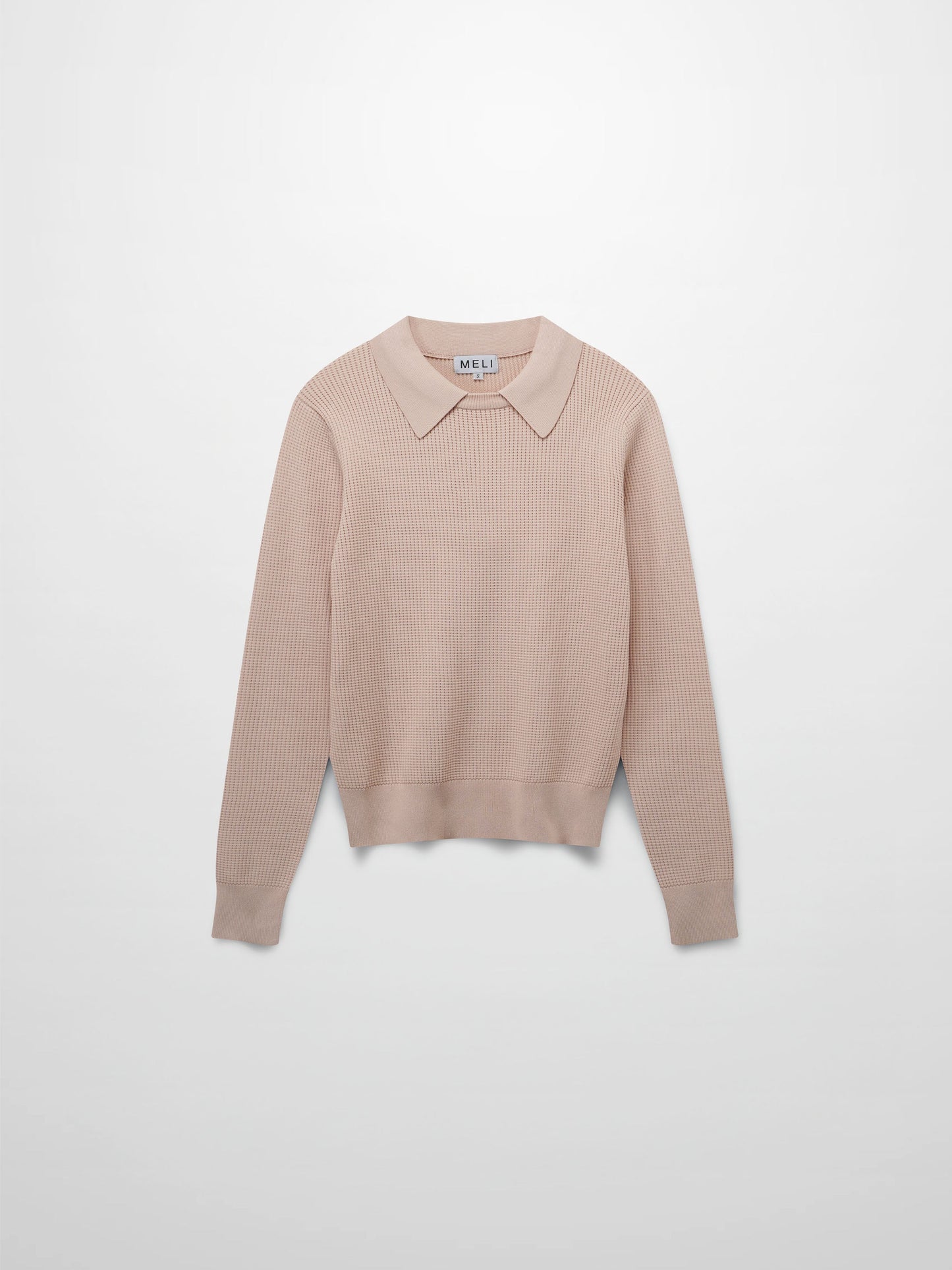 Waffle Collared Sweater-Blush-1