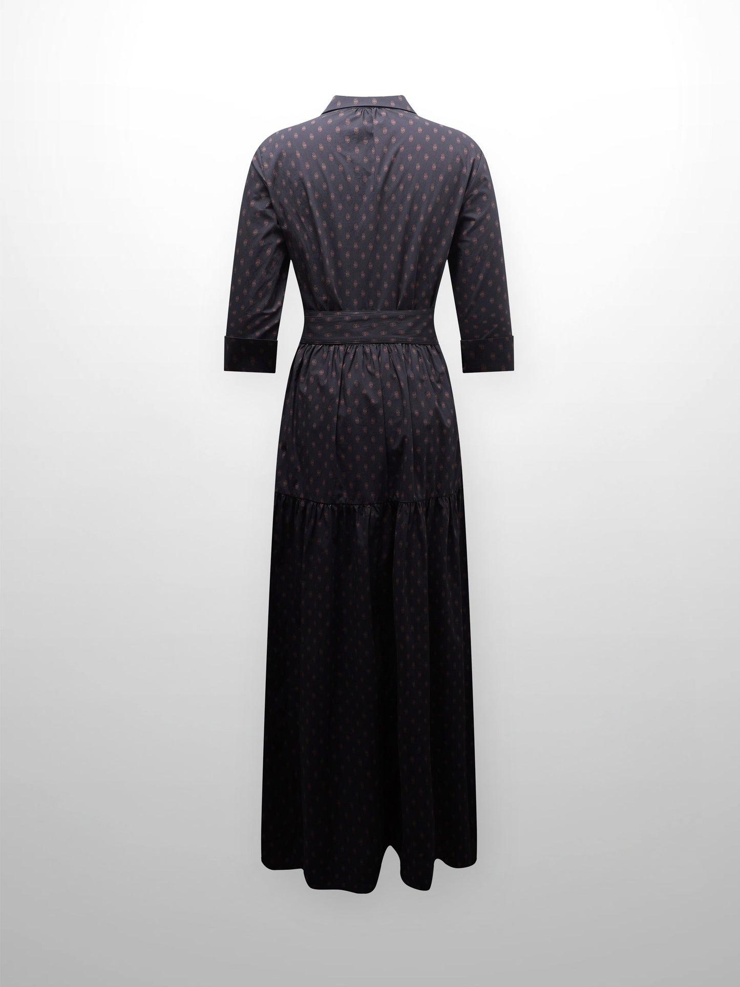 Printed Cotton Belted Shirtdress-Geometric-2