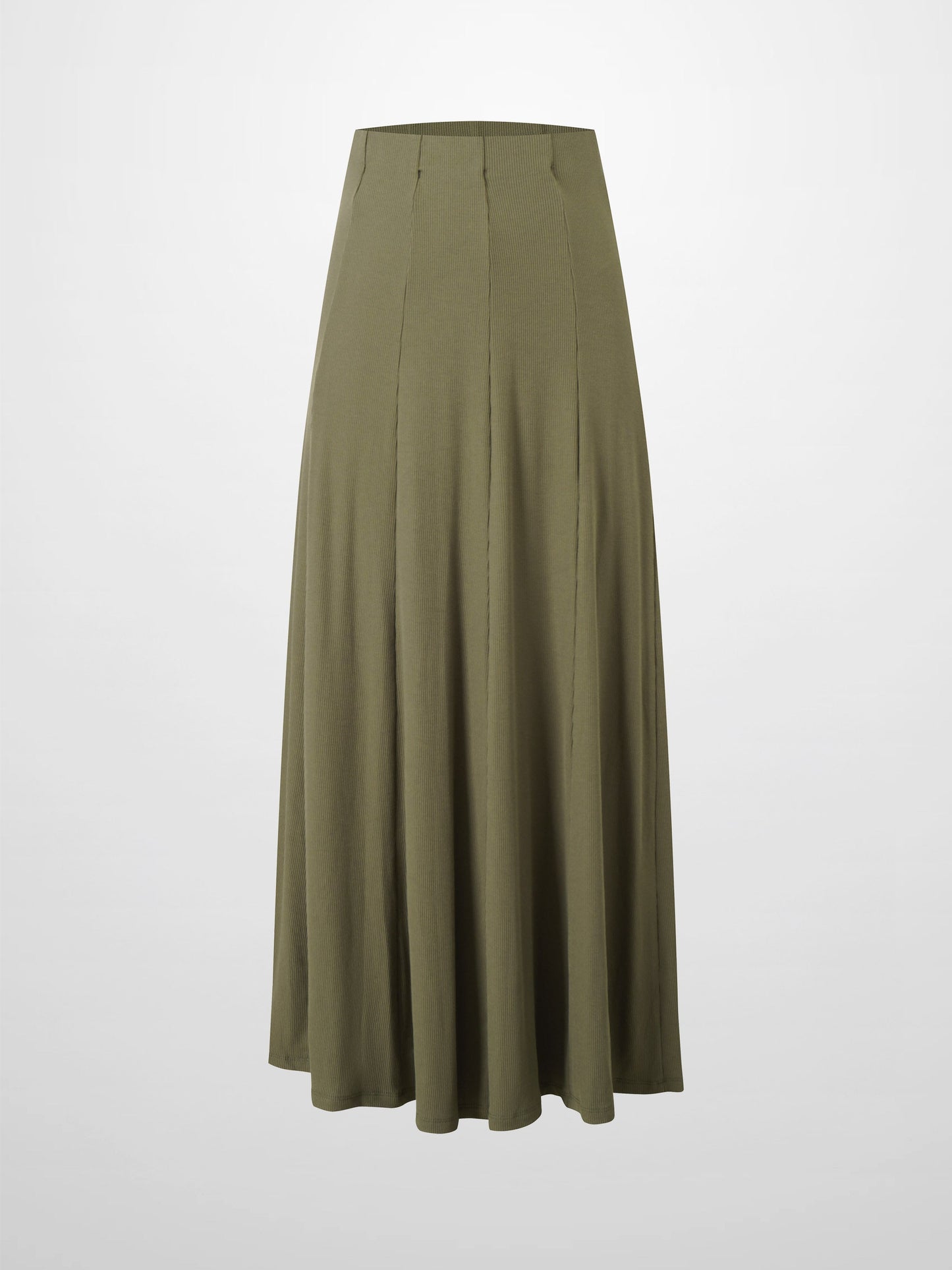 Panel Ribbed Skirt-Olive-1