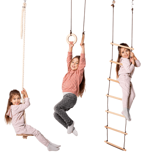 3in1 Swing & Climbing Set: Rope Ladder, Gym Rings & Disc Swing-0
