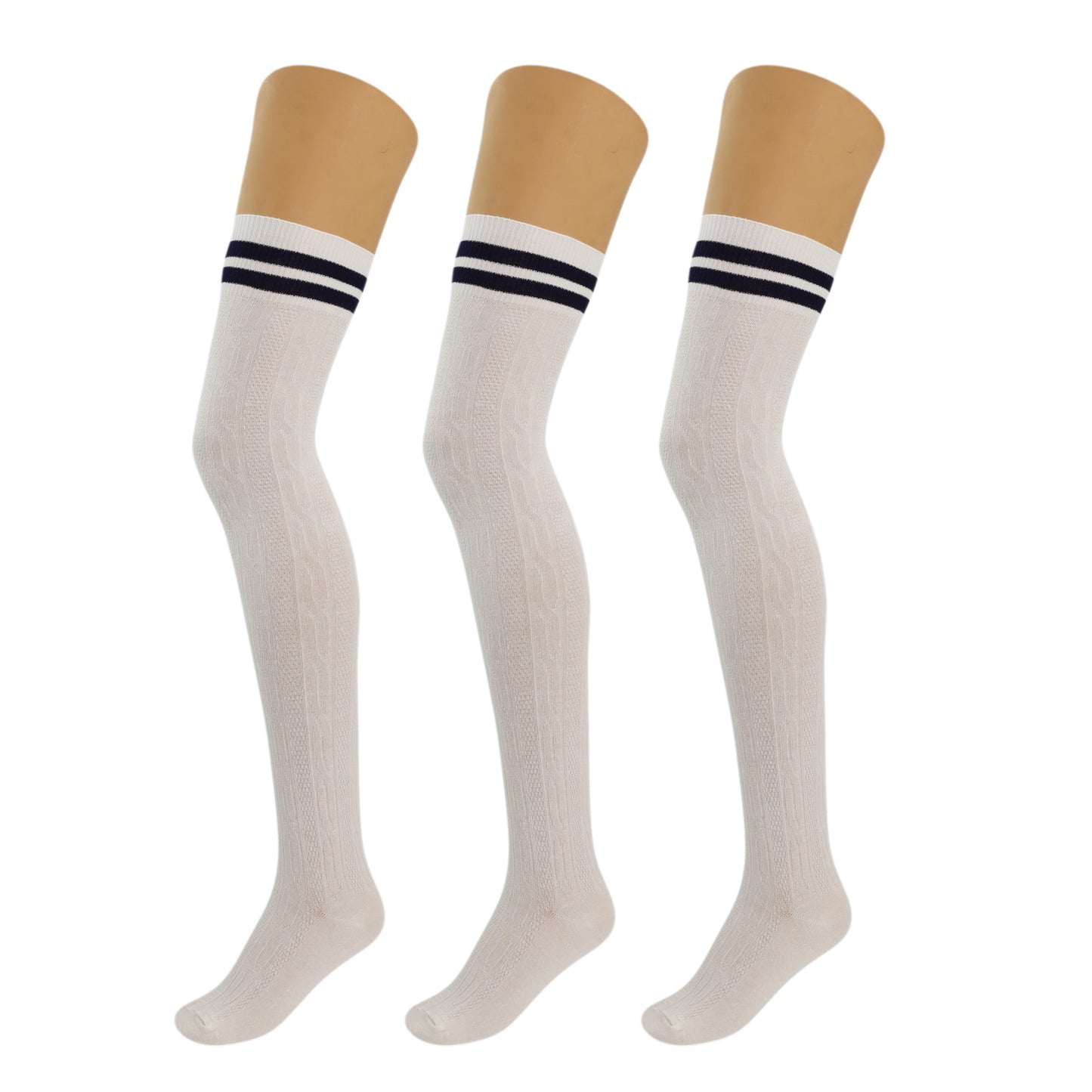 3 Pairs Over-the-Knee Thigh-High Socks for Women – Warm Boot Stockings, Soft & Stretchy Knit, US Size 5-10-2